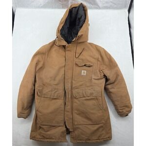 VTG Union Made Carhartt CQ385 Jacket w/ Hood Sz XL USA Made Worn See Pics